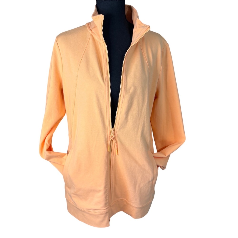T by Talbots Peach Full Zip Jacket Athletic Travel Casual Layering Size Medium